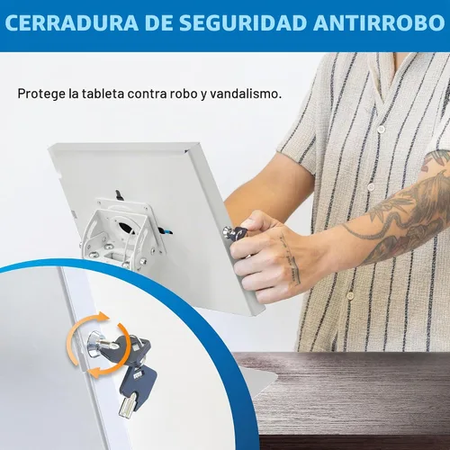 Vista 3 de Mount-It! Quiosco antirrobo para tableta, gabinete de tableta de encimera con bloqueo con base independiente, carcasa universal para iPads Gen 7, 8