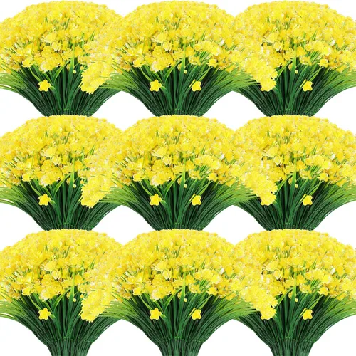 Vista 16 de Hoteam 40 paquetes de flores artificiales para exteriores, resistentes a los rayos UV, plantas de plástico para exteriores, primavera, verano
