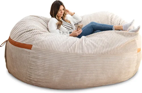 Vista 68 de Big Joe Fuf Silla Puf de Espuma de 5 Pies de Tamaño Extra Grande con Funda Extraíble para Niños, Adolescentes, Adultos, Onyx Lenox, Poliéster Tejido