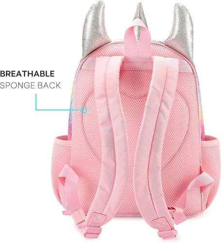 Vista 5 de Mibasies - Mochila de unicornio para niñas con diseño de arcoiris