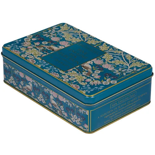 Vista 5 de Nuevo té inglés Song Thrush Tea Sampler Lata con 72 bolsas de té negro Desayuno inglés + mezclas Earl Grey