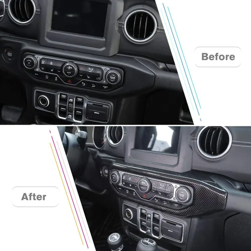 Vista 7 de JeCar Cubierta de panel de interruptor de aire acondicionado compatible con Jeep Wrangler 2018-2023 JL JLU y Gladiator JT 2020-2023, textura
