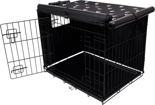 Vista 7 de Pet Prime Funda para jaula de perro para interiores y exteriores, duradera, resistente al viento, 600D, tela Oxford para perreras de 24, 30, 36, 42