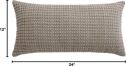 Vista 4 de Levtex Home - Mills Waffle Taupe - Almohada decorativa (12 x 24 pulgadas) - Waffle - Taupe