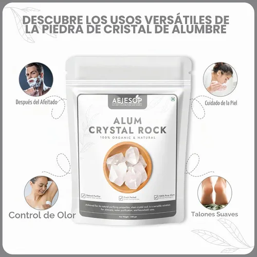 Vista 4 de AEJESOP Roca de cristal de alumbre, piedra natural de alumbre, 7 onzas (200g)