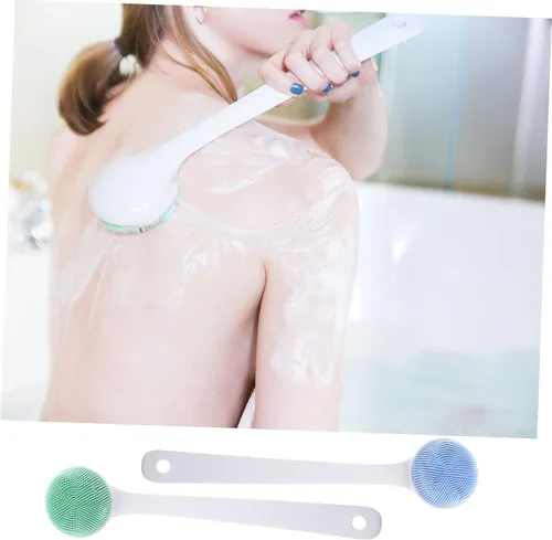 Vista 4 de FOMIYES Cepillo de baño de mango largo 2 unids cepillo corporal para exfoliante de silicona para limpieza de masaje de baño