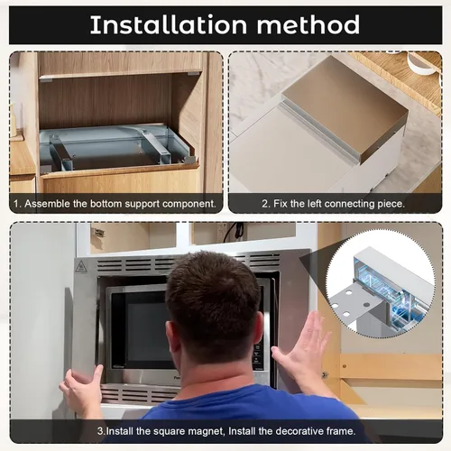 Vista 4 de NN-TK922SS - Kit de molduras de microondas de 27 pulgadas para horno de microondas Panasonic de 2.2 pies cúbicos, construcción de acero inoxidable