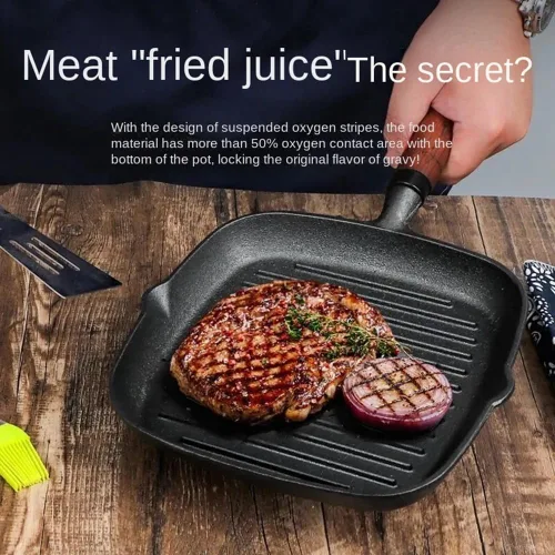 Vista 8 de Sartén antiadherente de 9 pulgadas para estufas, versátil sartén antiadherente sin recubrimiento, olla de carne de hierro fundido, parrilla