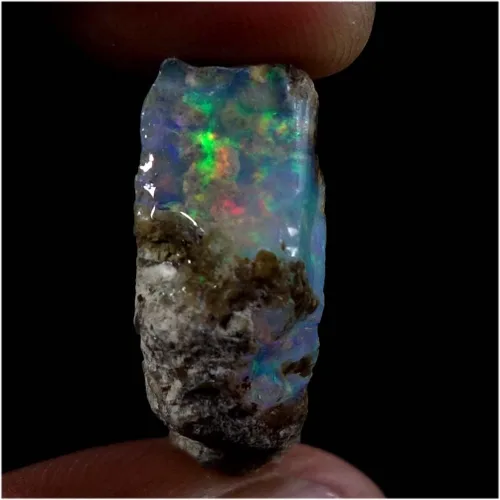 Vista 2 de Thomassilk Qualitygems - Lote de ópalo negro con ópalo natural etíope crudo, piedra de nacimiento áspera, ópalo, arco iris, fuego, ópalo, 8,40