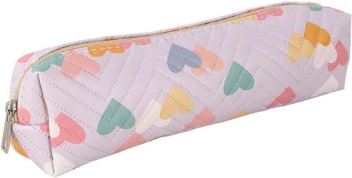 Vista 8 de Pequeña bolsa de lápiz lindo maquillaje corazón pluma bolsa mujer oficina papelería Comestic bolsa Azul
