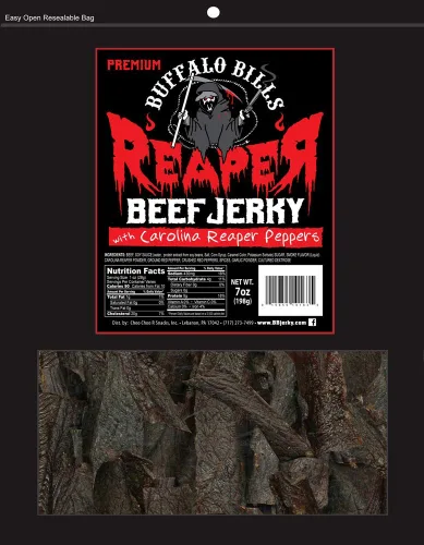 Vista 5 de Buffalo Bills 2.6oz Reaper Beef Jerky paquete de 3 (carne seca hecha con pimientos Carolina Reaper)