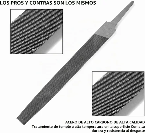 Vista 6 de Lima plana de corte medio de 6 pulgadas, dientes de doble corte, acero de alto carbono, lima de una sola mano sin mango, adecuada para dar forma a