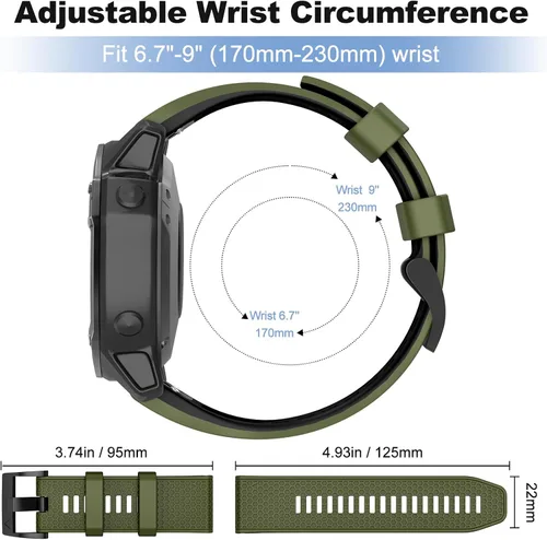 Vista 5 de OVERSTEP Correas de ajuste rápido de 0.866 in para Garmin Fenix 5/Fenix 6/Fenix 7, correa de repuesto de silicona suave compatible con Garmin