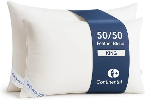 Vista 12 de Continental Bedding Almohada de plumas de 50/50, suave calidad hotelera, soporte para dormir lateral, algodón transpirable de 300 hilos, certificado