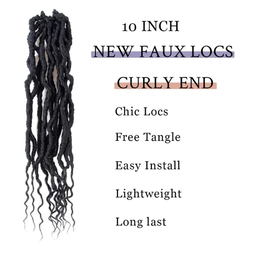 Vista 2 de BOHOBABE Rastas Sintéticas de Ganchillo de 10 Pulgadas, Rastas de Ganchillo Suaves Boho con Puntas Rizadas, Rastas Cortas de Diosa Bohemia