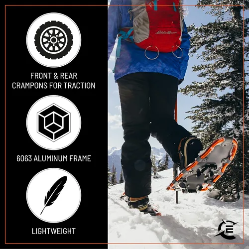 Vista 2 de Cascade Mountain Tech Lightweight Aluminum Frame Snowshoe Set