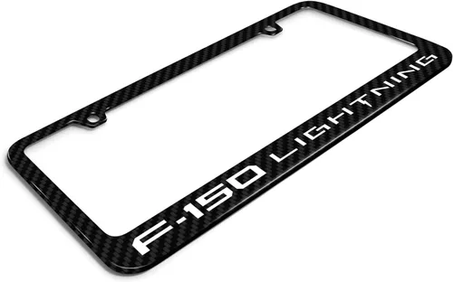 Vista 3 de iPick Image Compatible con marco de matrícula de fibra de carbono real Ford F-150 Lightning negro