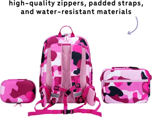 Vista 29 de Juego de mochila para niños de 16 pulgadas con bolsa de almuerzo aislada y estuche para lápices