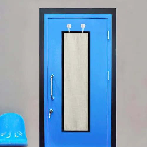 Vista 23 de NICETOWN Cortinas pequeñas para puerta francesa con ganchos autoadhesivos, cortinas opacas de lino sintético con aislamiento térmico para puertas
