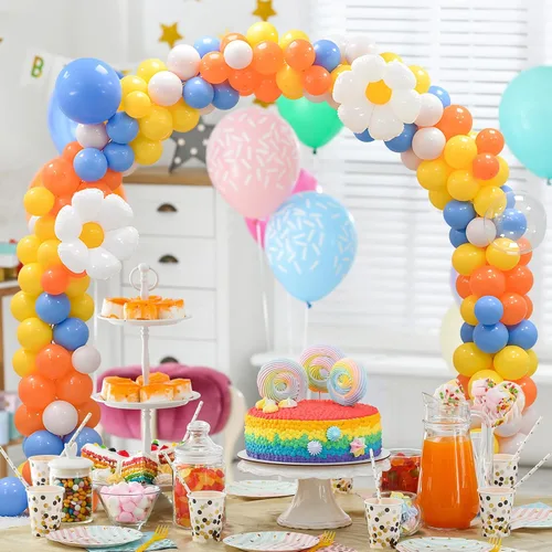 Vista 7 de AXHJ Kit de soporte de arco de globos ajustable de 13 pies, nuevo kit de arco de globos de mesa reutilizable con base de fibra de vidrio de alta