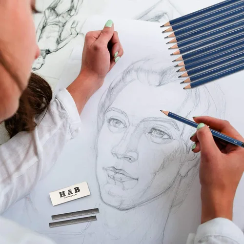 Vista 5 de YBLANDEG Juego de lápices de colores para dibujar y dibujar 96 piezas, suministros de arte, pintura de grafito, kit de lápices de arte profesional