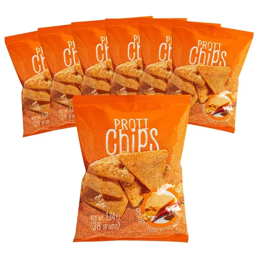 Vista 13 de ProtiFit Chips de proteína para barbacoa, 0.53 oz de proteína, 0.14 oz de carbohidratos netos, bajas en calorías, 1.31 oz (paquete de 7)