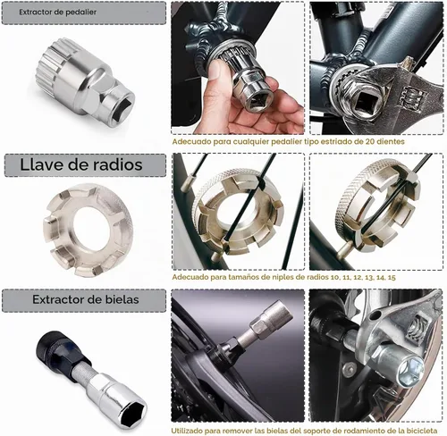 Vista 4 de Kit de herramientas para bicicleta, 8 herramientas profesionales de reparación de bicicletas para bicicleta de montaña con extractor de casetes 3