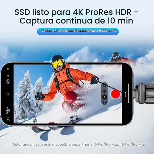 Vista 6 de SSK Unidades de estado sólido externas 2TB Máximo hasta 2000mb/s Disco duro externo USB 3.2 Gen 2x2 SSD portátil de aleación de zinc USB C Unidad