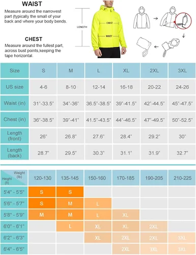 Vista 6 de BALEAF Chaqueta impermeable de ciclismo para hombre, ligera, para correr, golf, con bolsillos plegables