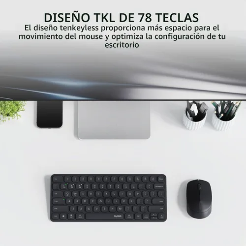 Vista 3 de Rapoo 9010M Combo de teclado y mouse multidispositivo, juego de teclado y mouse inalámbrico 2.4GHz/Bluetooth 5.0/4.0 para Windows/Mac/Linux/Chrome