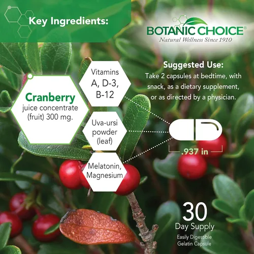 Vista 3 de Botanic Choice Mezcla de fórmula urinaria Pro-Advanced para apoyo a la salud del tracto urinario - Magnesio Arándano Uva Ursi Damiana - 60 Cápsulas