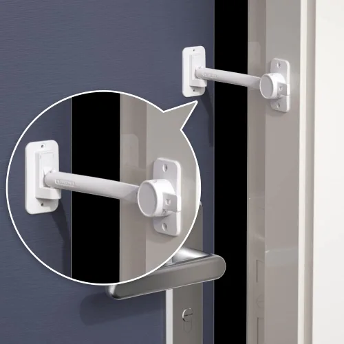 Vista 8 de EUDEMON Paquete de 1 protector de pellizco para puerta a prueba de niños, tope de puerta de bebé y pestillo de puerta, manija de palanca de puerta