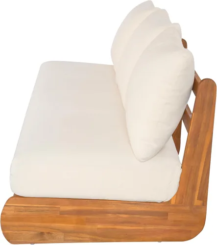 Vista 6 de Christopher Knight Home Poppy - Sofá de madera de acacia para exteriores de 3 plazas con cojín, sofá de madera para patio con cojín, cómodo sofá