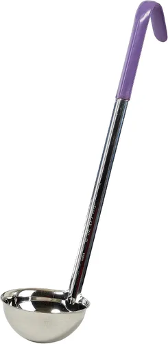 Vista 23 de Winco Cucharón de plástico de doble boquilla de una pieza, 1 onza, 13 pulgadas, cola roja