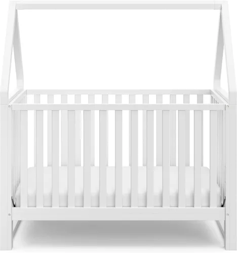 Vista 3 de Storkcraft Orchard Cuna convertible 5 en 1 (blanco) – Certificado GREENGUARD Gold Cuna de bebé estilo dosel, se convierte de cuna a cama infantil