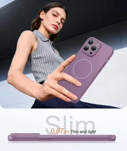 Vista 868 de FNTCASE Funda para iPhone 17 Pro: Fundas delgadas translúcidas de color azul claro compatibles con MagSafe, protección completa de la cámara
