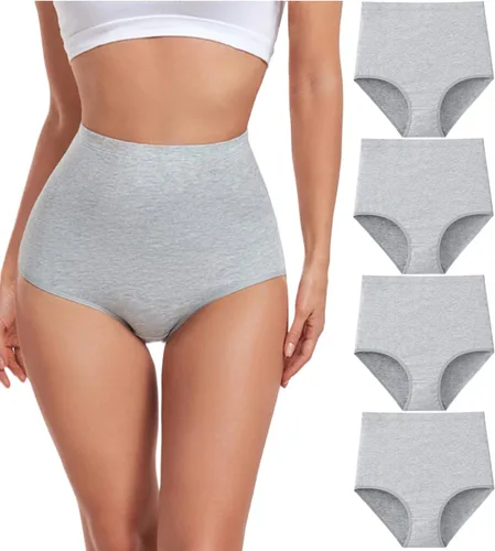 Vista 6 de wirarpa Ropa interior de algodón para mujer, de cintura súper alta, elásticos, cobertura completa, paquete de 4 00-Multicolora3