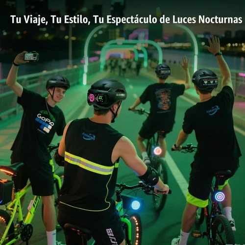Vista 9 de Bike Helmet, Bicycle Helmets with Light, 360° High Visibility LED Display, Lightweight Adjustable Mountain Bike Helmet with Turn Signals, Smart APP