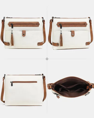 Vista 5 de FADEON Bolsos cruzados grandes para mujer, bolso cruzado de cuero de diseñador, bolso de hombro con múltiples bolsillos