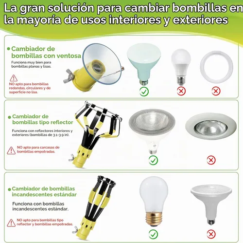 Vista 9 de Dreyoo Juego de 3 cambiadores de bombillas, poste no incluido, amarillo