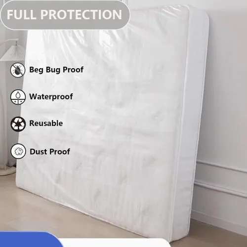 Vista 4 de Plastic Mattress Bag for Moving Storage, Mattress Protector Cover ,Mattress Bag for Disposal (King)