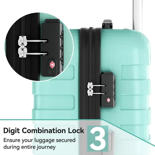 Vista 3 de 202428inch Equipaje Sets Durable Maleta Sets con Doble Spinner Ruedas TSA Lock, verde (C-Mint Green)