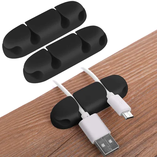 Vista 2 de WLLHYF Clips para cables, 3 unidades, organizador de cables, soportes de gestión de cables, arnés de cables de silicona de 4 agujeros, accesorio