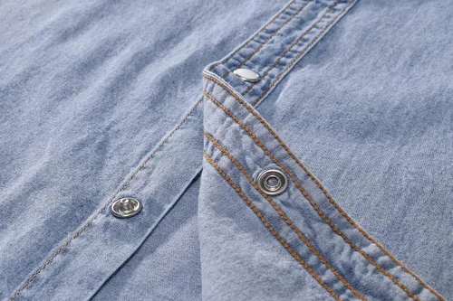Vista 5 de Camisa vaquera de manga larga con doble bolsillo para hombre