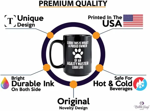 Vista 2 de Taza de café de entrenamiento para perros, 15 onzas, color negro, agility m*ster looks - Entrenador de perros, dueño de mascotas, caminante