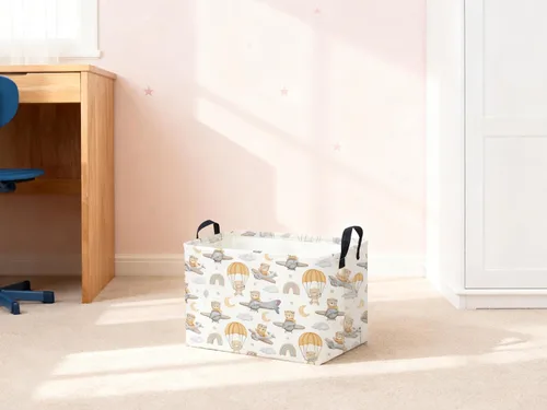 Vista 7 de Sanjiaofeng - Cestas rectangulares para niños con forma de oso, contenedores de almacenamiento con asas. Linda cesta de almacenamiento para ropa