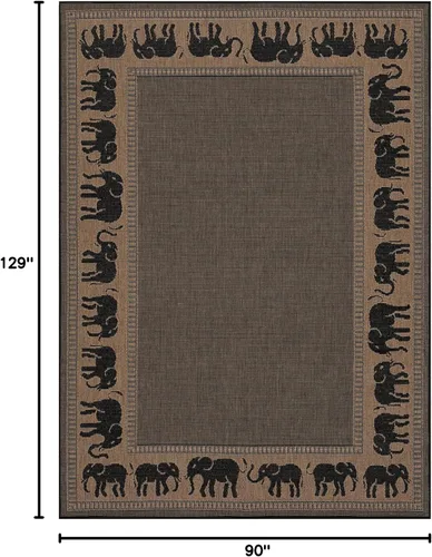 Vista 3 de Couristan Recife - Alfombra de área para interiores y exteriores, 7 pies 6 pulgadas x 10 pies 9 pulgadas, color negro cacao, alfombra duradera