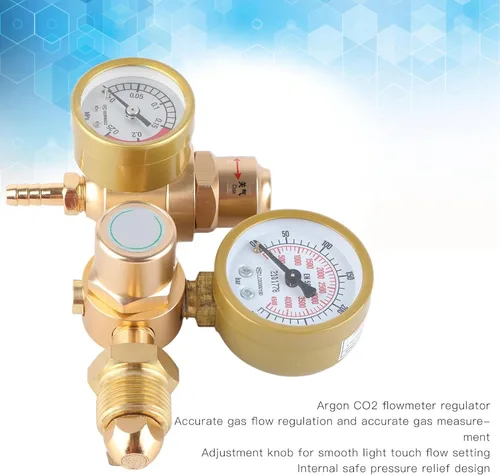 Vista 5 de Regulador de soldadura de gas para argón CO2 Dispositivo de medición de alta presión de 4500 PSI con medidor de flujo Regulador de gas soldador