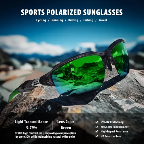 Vista 3 de Gafas de sol deportivas polarizadas para hombres y mujeres, envolventes alrededor de medio marco, ciclismo, pesca, ciclismo, correr, gafas de sol