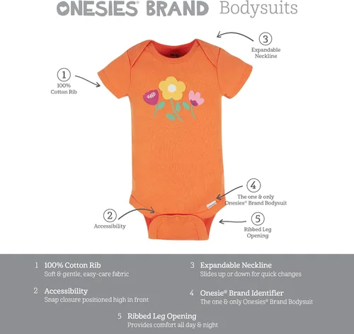 Vista 6 de Onesies Brand baby-girls 8-pack Short Sleeve Mix & Match Bodysuits